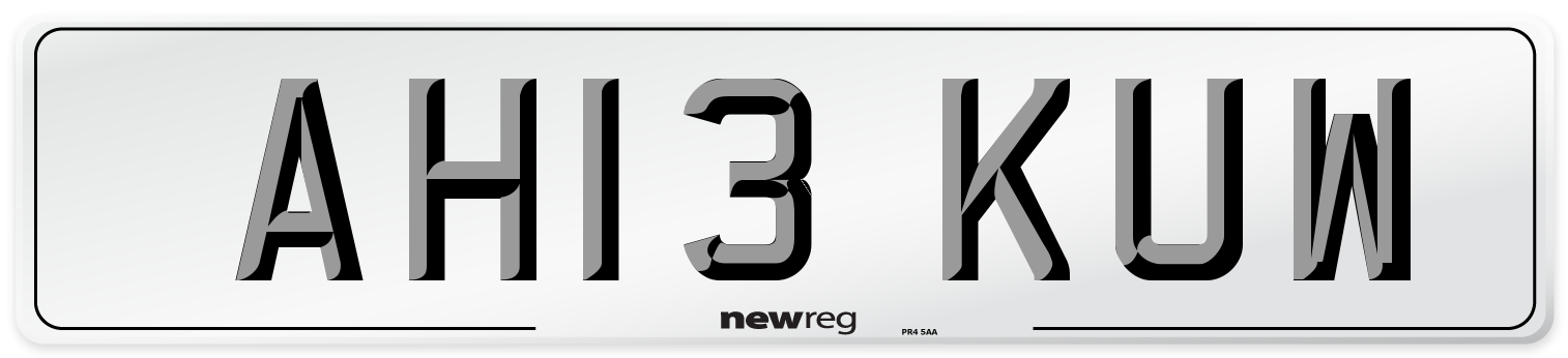 AH13 KUW Number Plate from New Reg